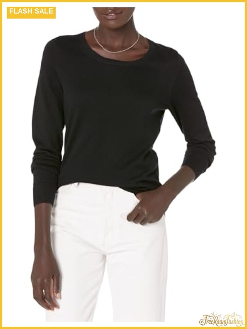Women's Long-Sleeve Lightweight Crewneck Sweater Fine-Knit Pullover